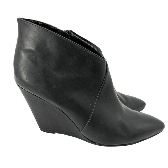 Seychelles Wedge Ankle Bootie Black Leather Boot Side Zip Women's Size 10 - Picture 1 of 10